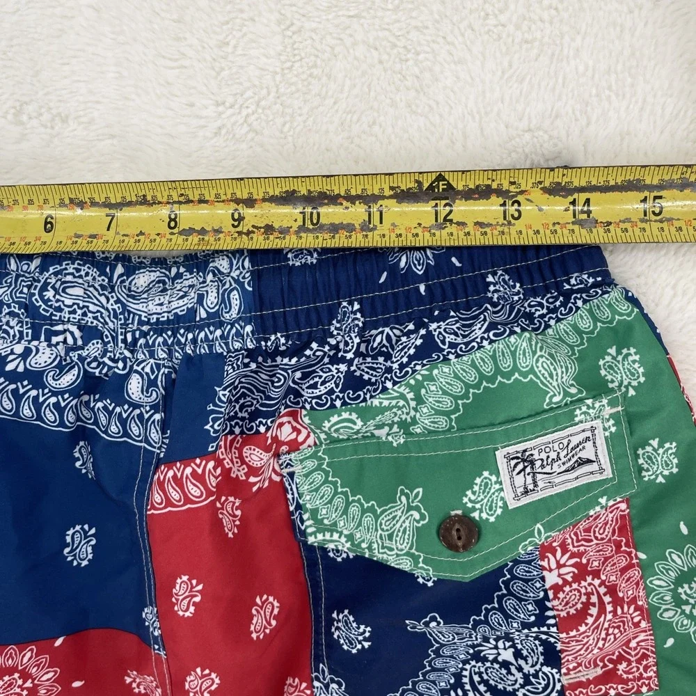 Polo Ralph Lauren Swim Trunks Mens S Board Shorts Paisley Bandana Patchwork